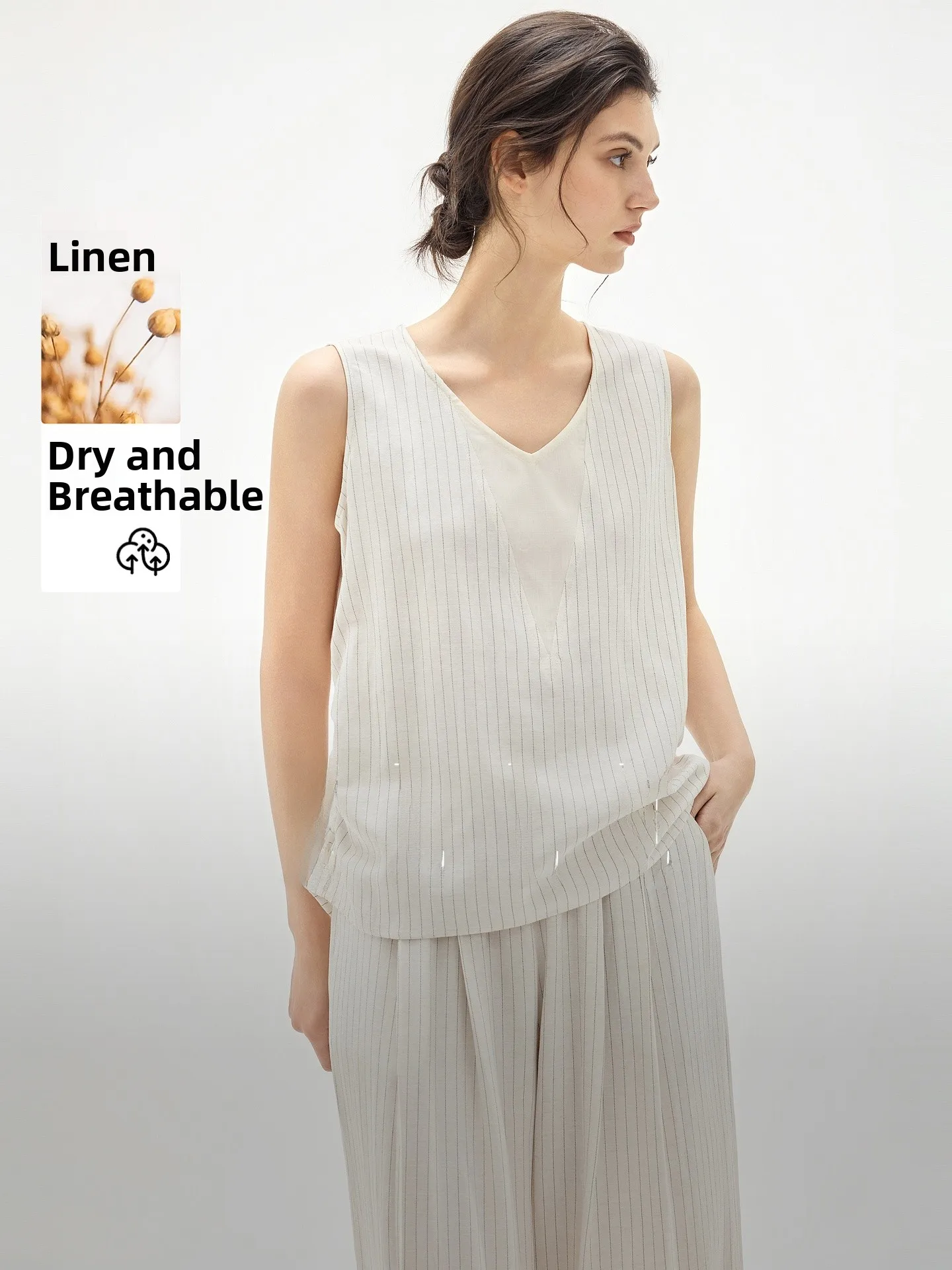 Elle Women's Linen Stripe Shirt Sleeveless Classic Preppy Style Summer New Arrival Unique Feelings Casual Chic Commute Wear
Elle Women's Linen Stripe Shirt Sleeveless Classic Preppy Style Summer New Arrival Unique Feelings Casual Chic Commute Wear