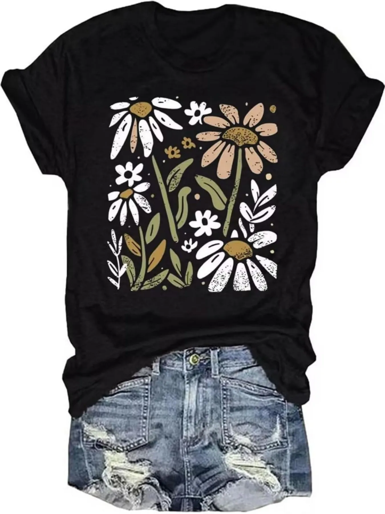 plus size women's short sleeve t-shirt Daisy Flowers And Leaves Pattern Daily comfortable versatile style summer outfit women's
plus size women's short sleeve t-shirt Daisy Flowers And Leaves Pattern Daily comfortable versatile style summer outfit women's