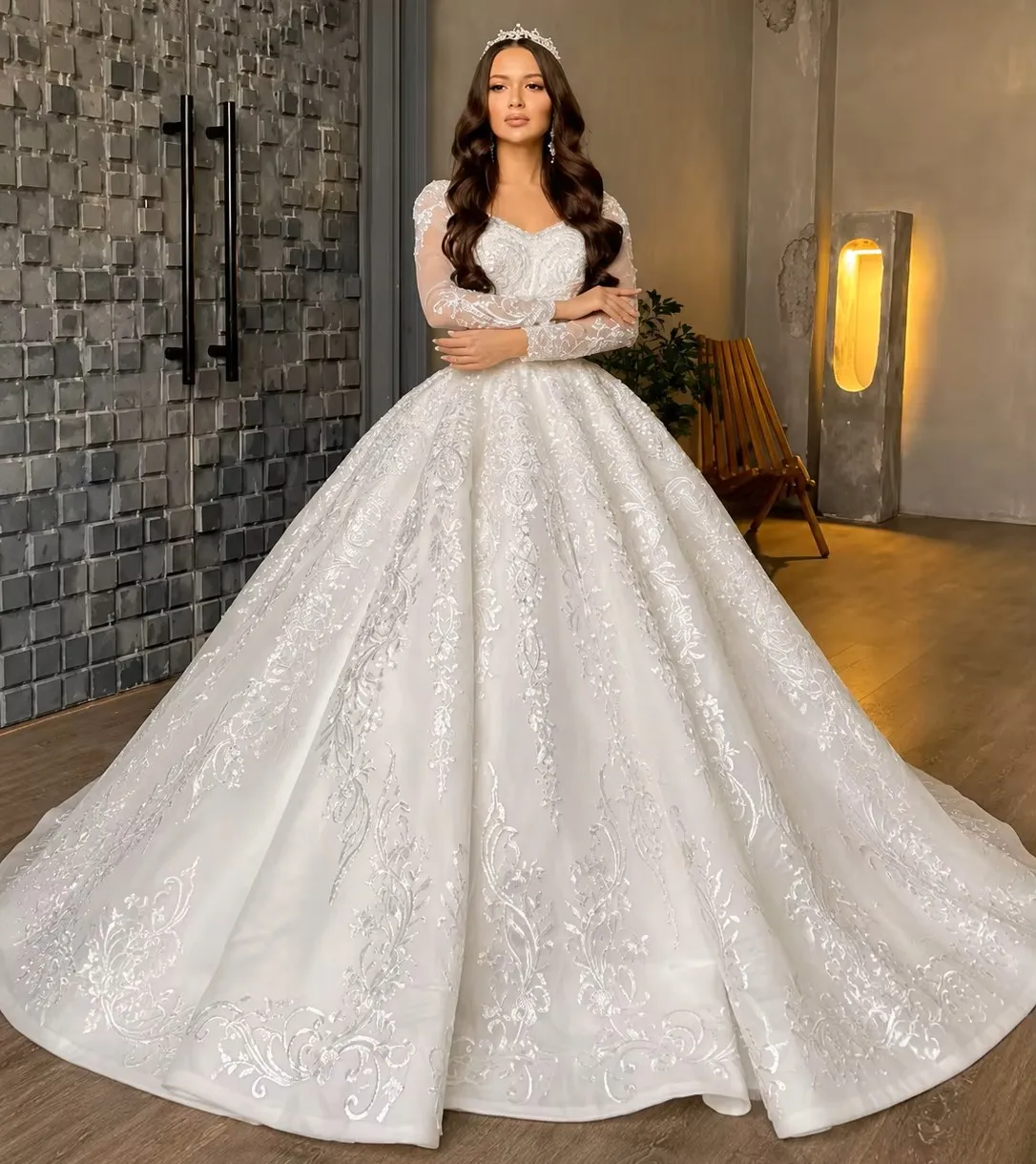 Luxury Lace Wedding Dress 2026 V-neck Long Sleeves Church Princess Birde Bridal Gowns New Vestido De Novia
Luxury Lace Wedding Dress 2026 V-neck Long Sleeves Church Princess Birde Bridal Gowns New Vestido De Novia