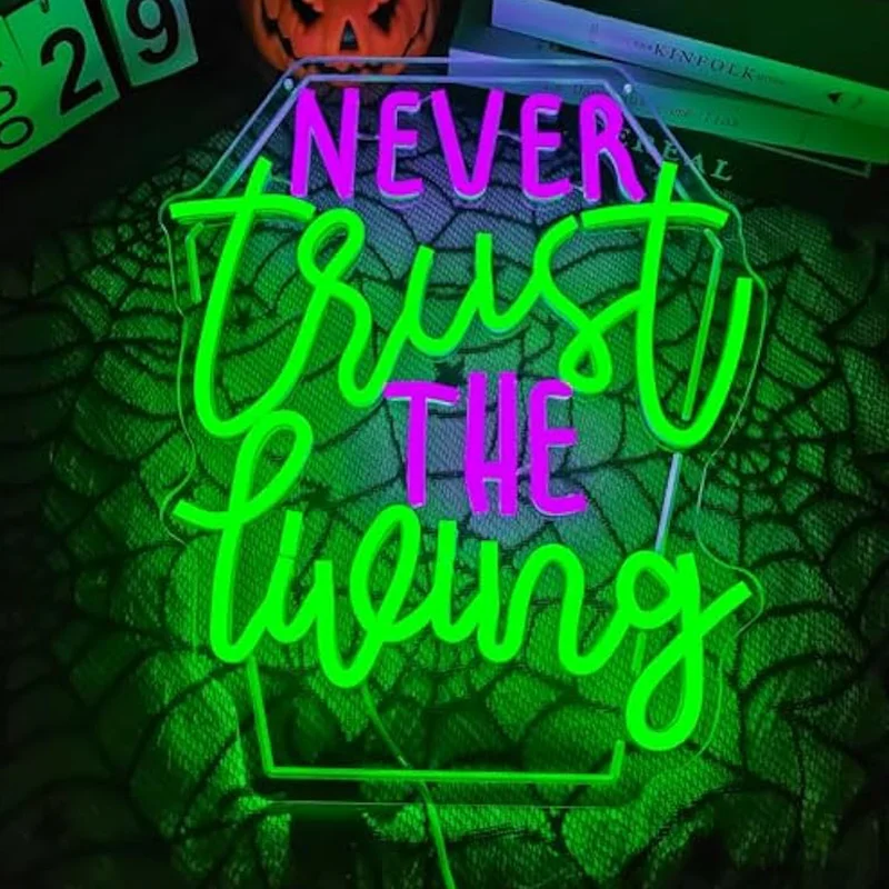 Never Trust The Living Neon Sign USB Dimmable Halloween Led Sign Wall Decor for Party Chamber of Secrets Spooky House Bedroom
Never Trust The Living Neon Sign USB Dimmable Halloween Led Sign Wall Decor for Party Chamber of Secrets Spooky House Bedroom