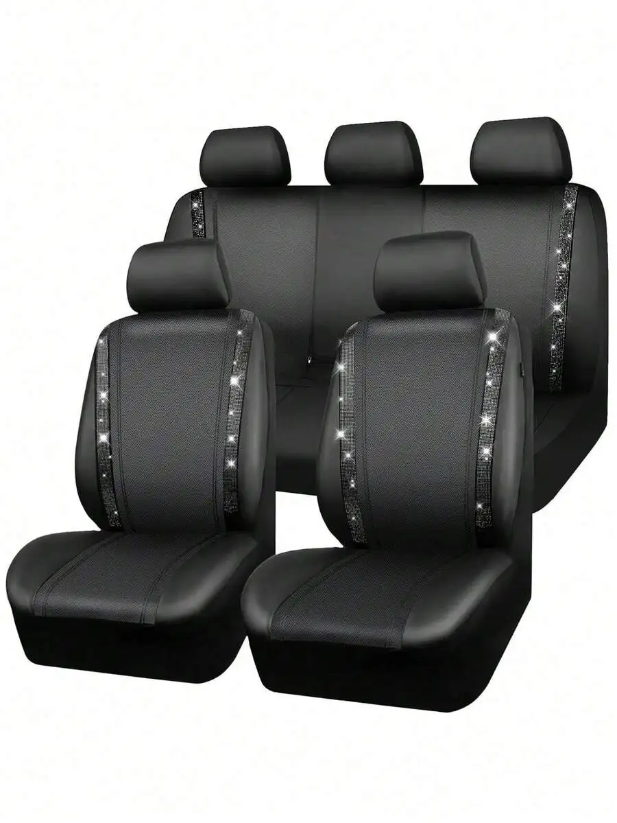 9pcs Glitter Rhinestone Car Seat Covers With Non-Slip PVC For SUV Truck Car Front Rear Waterproof All Weather
9pcs Glitter Rhinestone Car Seat Covers With Non-Slip PVC For SUV Truck Car Front Rear Waterproof All Weather