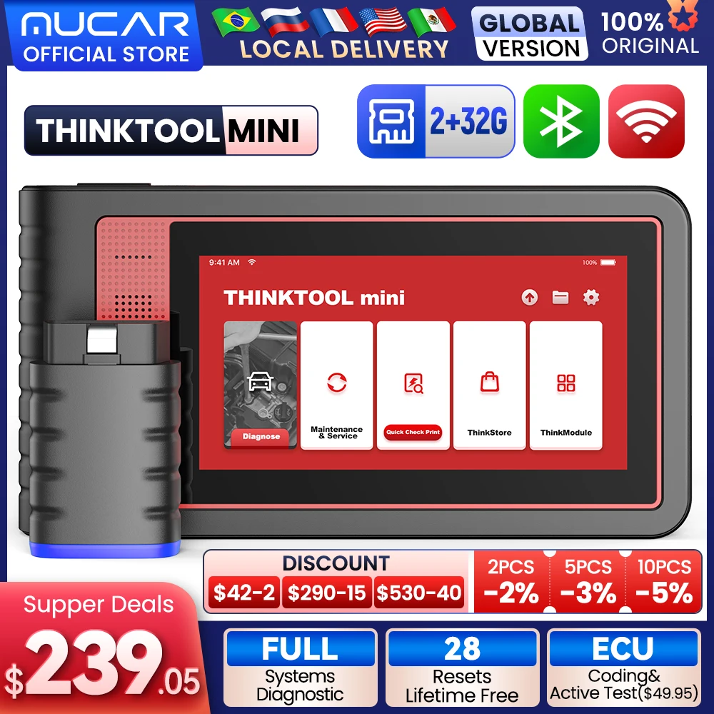 Thinkcar Thinktool Mini / MINI 2 Car Diagnostic Tools 28 Resets All System Full OBD2 Scanner Bi-directional ECU Coding
Thinkcar Thinktool Mini / MINI 2 Car Diagnostic Tools 28 Resets All System Full OBD2 Scanner Bi-directional ECU Coding