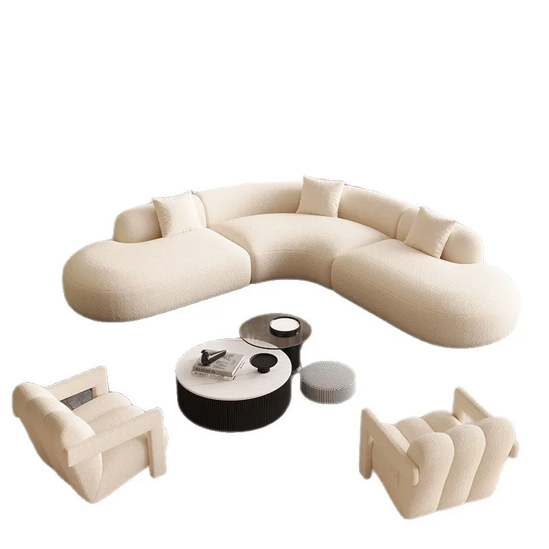 Nordic cream style sofa living room small apartment modern simple business reception light luxury curved corner sofa
Nordic cream style sofa living room small apartment modern simple business reception light luxury curved corner sofa