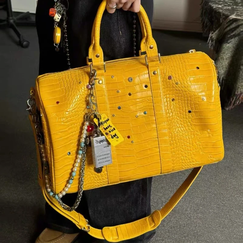 Large Capacity Travel Duffels Storage Bag,Crocodile Pattern Color Diamonds Crossbody Shoulder Bag,Commuter Street Trend Tote Bag
Large Capacity Travel Duffels Storage Bag,Crocodile Pattern Color Diamonds Crossbody Shoulder Bag,Commuter Street Trend Tote Bag
