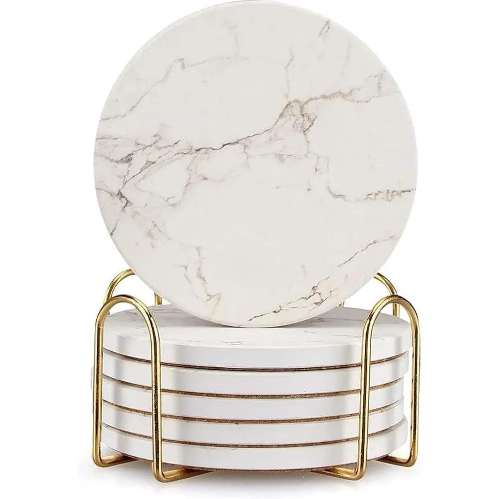 6 Pack White Marble Coasters Set with Holder Absorbent Drink Coasters Cute Bar Dining Coffee Table Accessories Decor Stone Coast
6 Pack White Marble Coasters Set with Holder Absorbent Drink Coasters Cute Bar Dining Coffee Table Accessories Decor Stone Coast