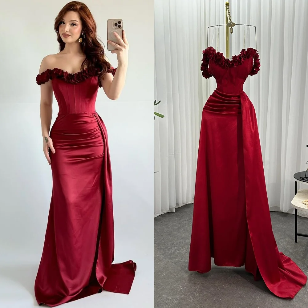 Customized Exquisite Charmeuse Pleat Handmade Flower Criss-Cross A-line Off-the-shoulder Long Dresses Bespoke Occasion Dresses
Customized Exquisite Charmeuse Pleat Handmade Flower Criss-Cross A-line Off-the-shoulder Long Dresses Bespoke Occasion Dresses