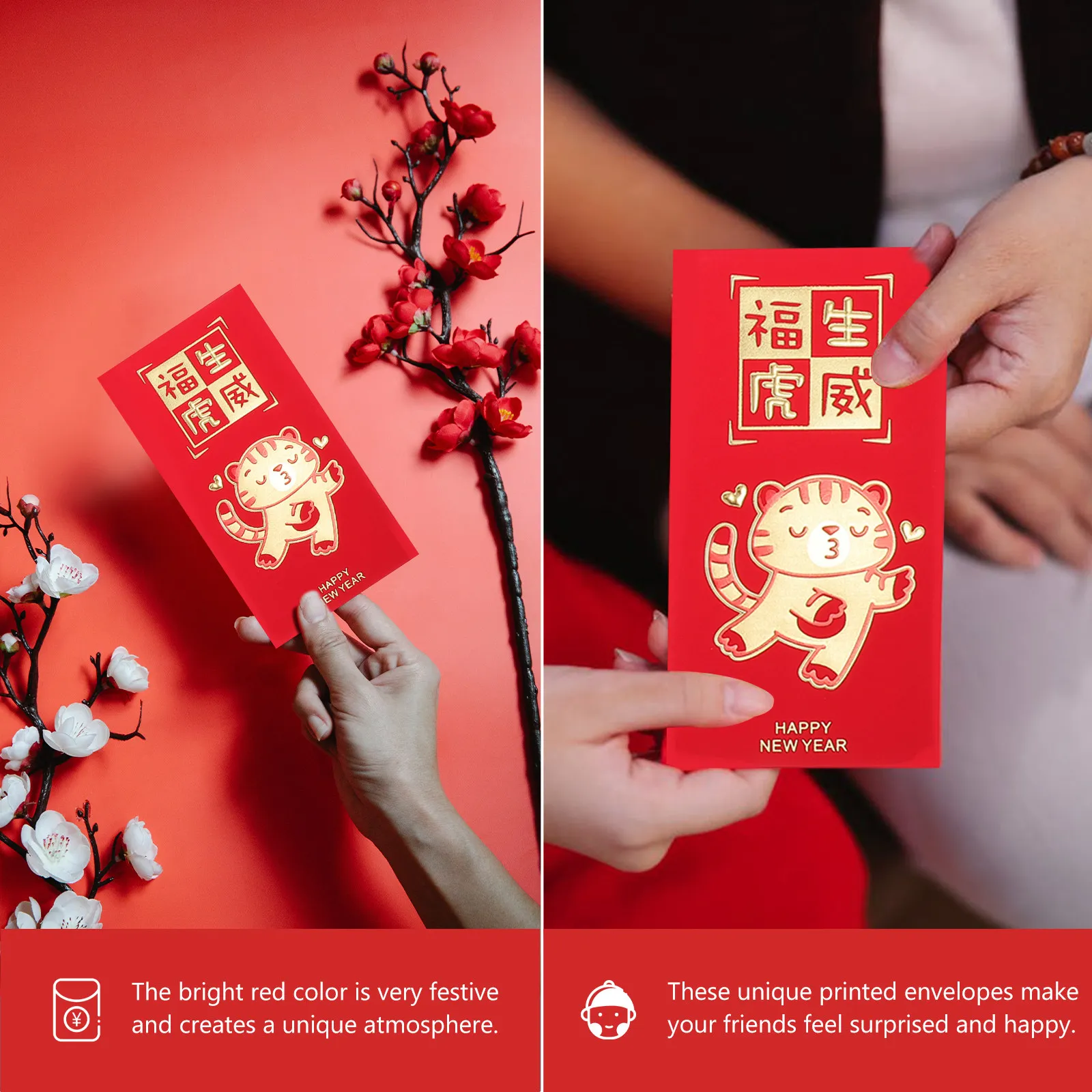 48Pcs Chinese New Year Red Envelopes Creative Money Packets Festive Bright Design Lucky Gift for Spring Festival Decorations
48Pcs Chinese New Year Red Envelopes Creative Money Packets Festive Bright Design Lucky Gift for Spring Festival Decorations