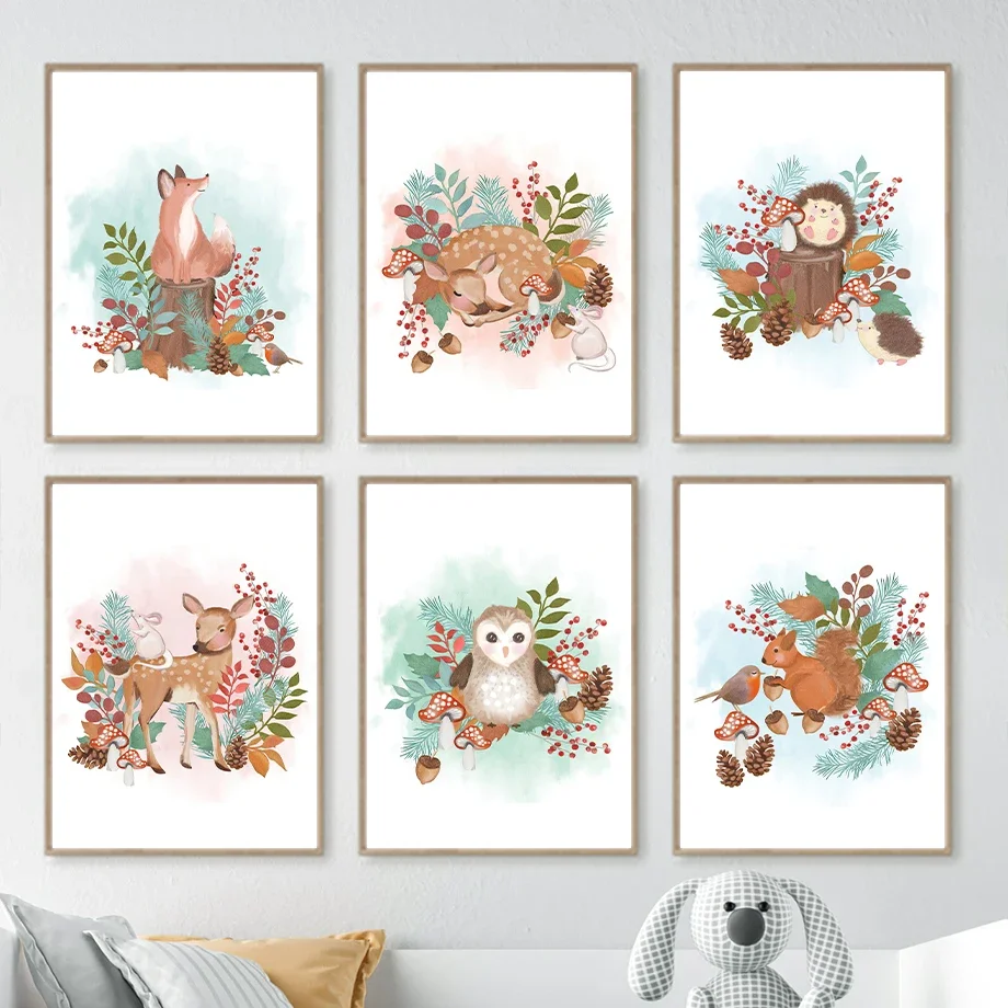 Flowers Fox Owl Squirrel Hedgehog Sika Deer Wall Art Canvas Painting Nordic Posters And Prints Wall Pictures For Kids Room Decor
Flowers Fox Owl Squirrel Hedgehog Sika Deer Wall Art Canvas Painting Nordic Posters And Prints Wall Pictures For Kids Room Decor