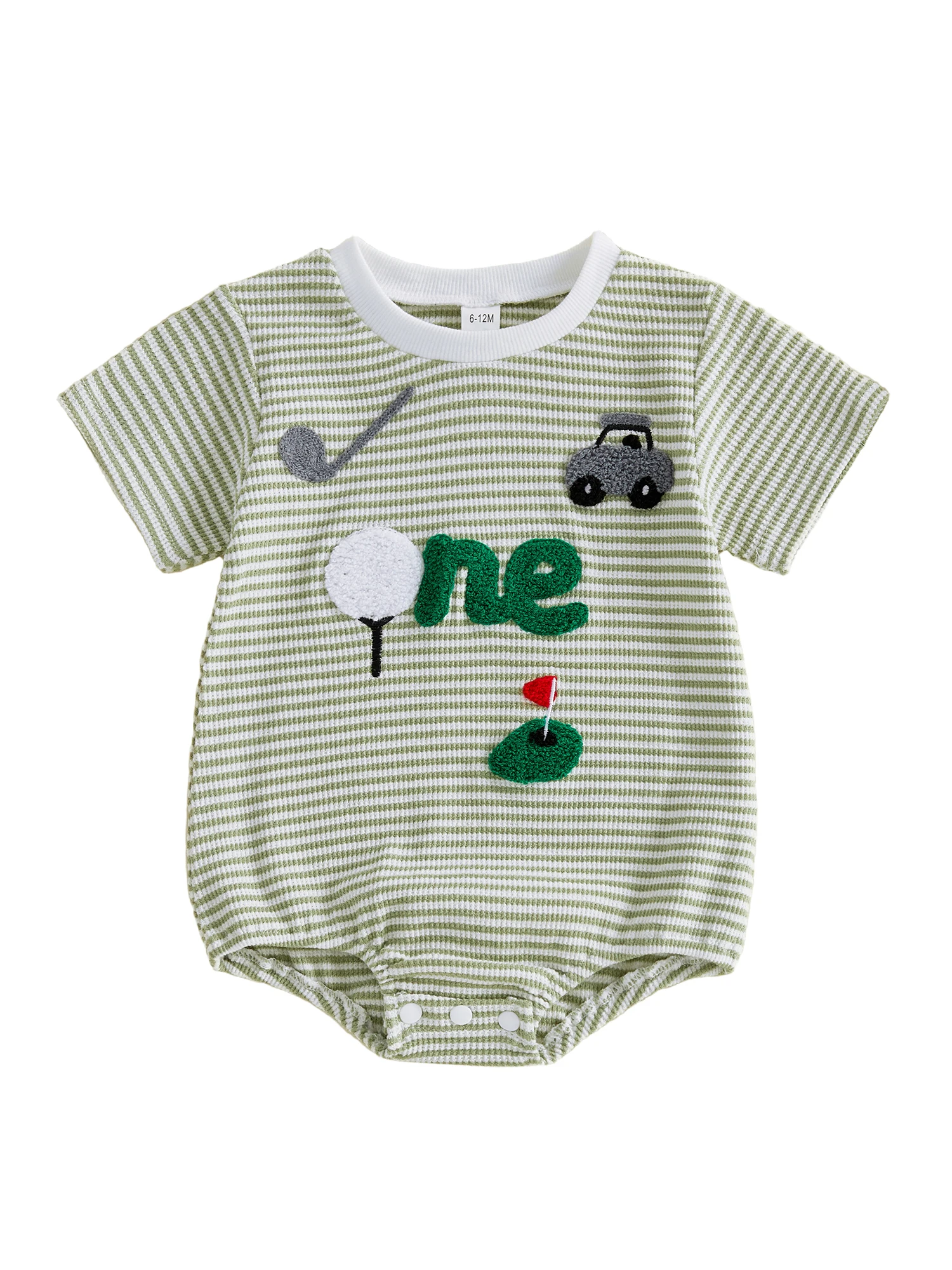 Adorable Baby Boy Romper with Fun Golf Embroidery Striped Design and Short Sleeves for a Stylish Summer Look
Adorable Baby Boy Romper with Fun Golf Embroidery Striped Design and Short Sleeves for a Stylish Summer Look