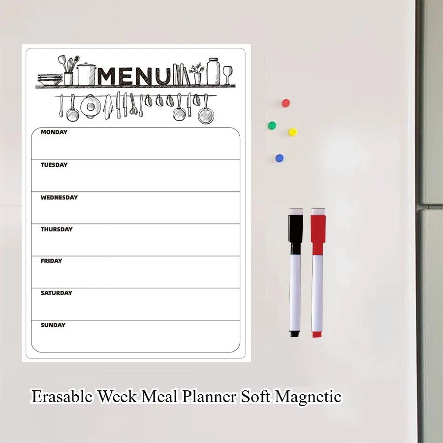 Erasable Week Meal Planner Soft Magnetic Fridge Sticker Whiteboard Message Board Memo Refrigerator Magnet
Erasable Week Meal Planner Soft Magnetic Fridge Sticker Whiteboard Message Board Memo Refrigerator Magnet