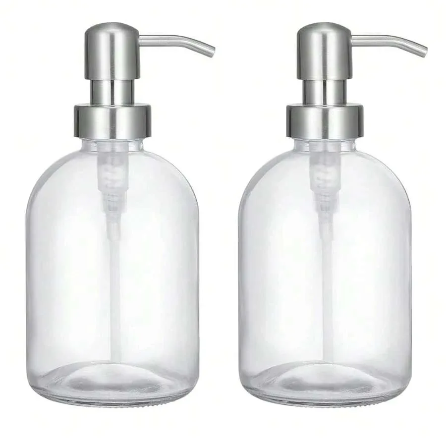 2-Pack Clear Glass Soap Dispensers With Matte Black Stainless Steel Pumps, 500 ML Refillable Bottles For Kitchen and Bathroom 5
2-Pack Clear Glass Soap Dispensers With Matte Black Stainless Steel Pumps, 500 ML Refillable Bottles For Kitchen and Bathroom 5