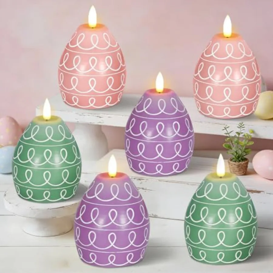 6PCS Easter Egg Flameless Candles 3 Color Scented Real Wax LED Candle Set Egg Shape for Party Supplies Home Living Room Bedroom
6PCS Easter Egg Flameless Candles 3 Color Scented Real Wax LED Candle Set Egg Shape for Party Supplies Home Living Room Bedroom