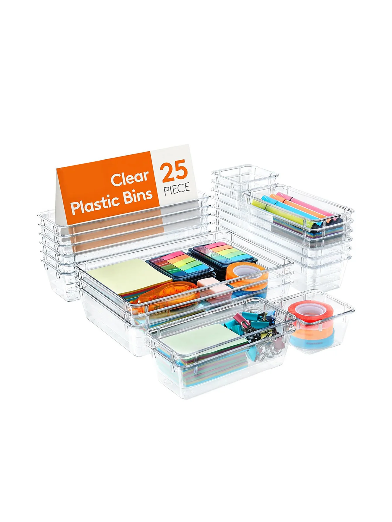 25pcs Drawer storage box set, multi-functional transparent plastic drawer storage set drawer divider storage box and storage box
25pcs Drawer storage box set, multi-functional transparent plastic drawer storage set drawer divider storage box and storage box