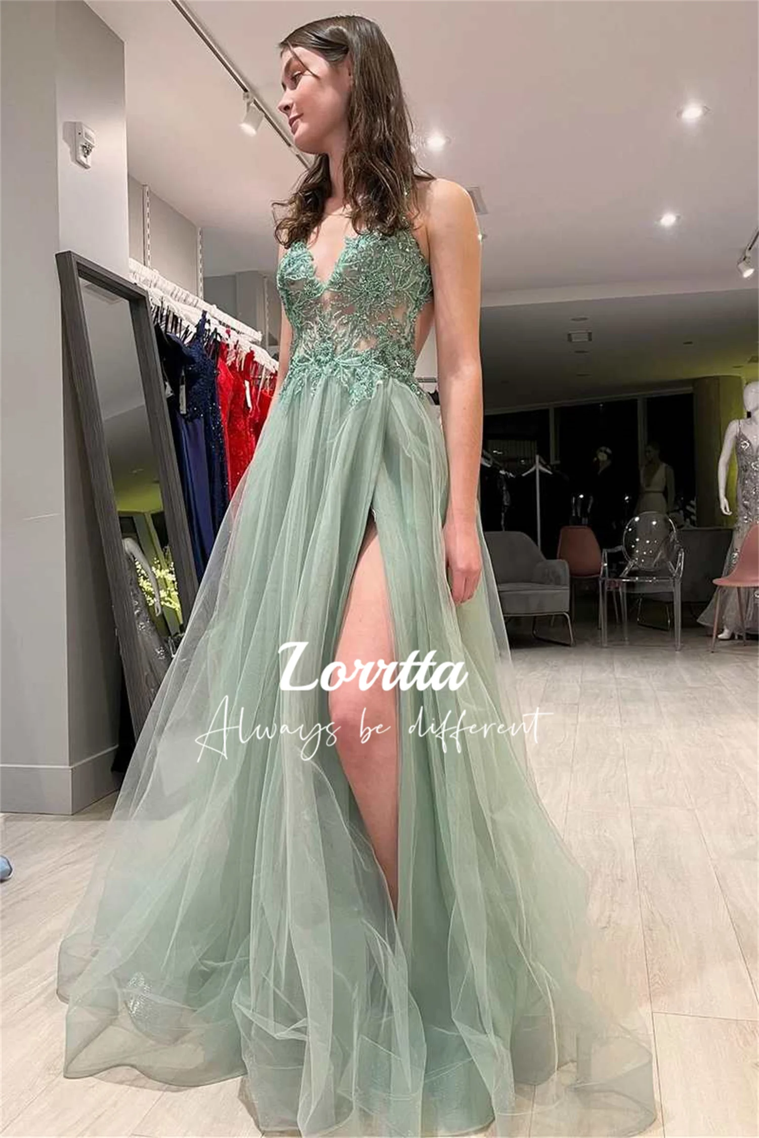 Lorrtta Applique Backless V Collar Sexy Green Ball Gown Tulle Sling Sleeveless Dresses for Prom Long Sleeve Evening Dress Formal
Lorrtta Applique Backless V Collar Sexy Green Ball Gown Tulle Sling Sleeveless Dresses for Prom Long Sleeve Evening Dress Formal