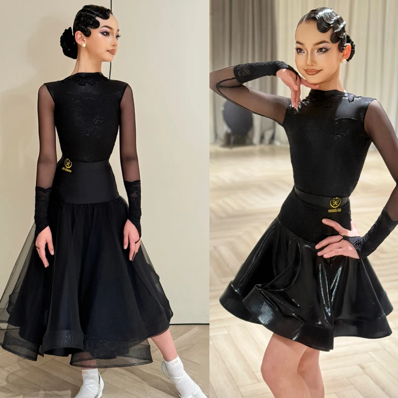 2026 Waltz Ballroom Dance Competition Costume Black Mesh Sleeves Latin Dance Dress Children'S Modern Dancing Suit SL15688
2026 Waltz Ballroom Dance Competition Costume Black Mesh Sleeves Latin Dance Dress Children'S Modern Dancing Suit SL15688