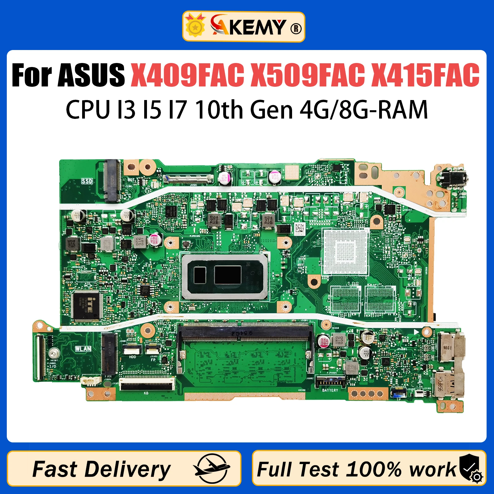 X409FAC Mainboard For ASUS VivoBook X509FAC X415FAC X515FAC X509FA Laptop Motherboard With CPU I3 I5 I7-10th Gen 4G/8G-RAM
X409FAC Mainboard For ASUS VivoBook X509FAC X415FAC X515FAC X509FA Laptop Motherboard With CPU I3 I5 I7-10th Gen 4G/8G-RAM