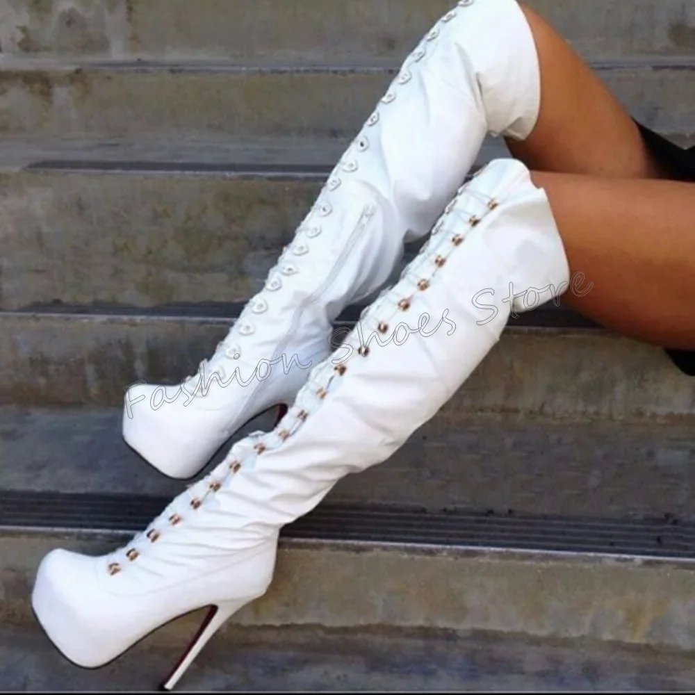 White Side Zipper Platform Boots Lace up Stilettos High Heels High Heel Shoes for Women Sexy Heels 2025 New Zapatos Para Mujere
White Side Zipper Platform Boots Lace up Stilettos High Heels High Heel Shoes for Women Sexy Heels 2025 New Zapatos Para Mujere