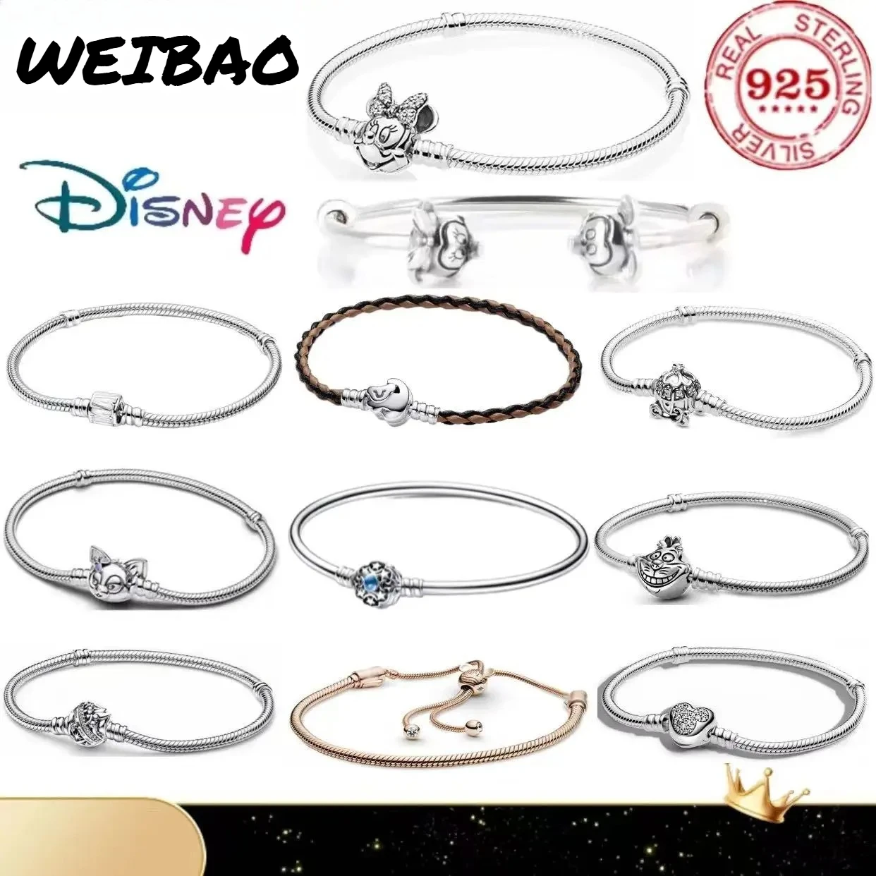 Hot selling Disney 925%sterling silver Mickey Lion King fashion charm bracelet original DIY women's high-end jewelry gift series
Hot selling Disney 925%sterling silver Mickey Lion King fashion charm bracelet original DIY women's high-end jewelry gift series
