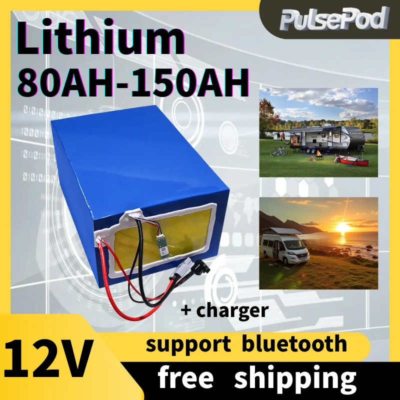 PulsePod Batterie lithium BMS Bluetooth, énergie solaire, chargeur 10A, 12.8V, 100Ah,100Ah, 120Ah, 80Ah, 1200W for caravans etc 
PulsePod Batterie lithium BMS Bluetooth, énergie solaire, chargeur 10A, 12.8V, 100Ah,100Ah, 120Ah, 80Ah, 1200W for caravans etc