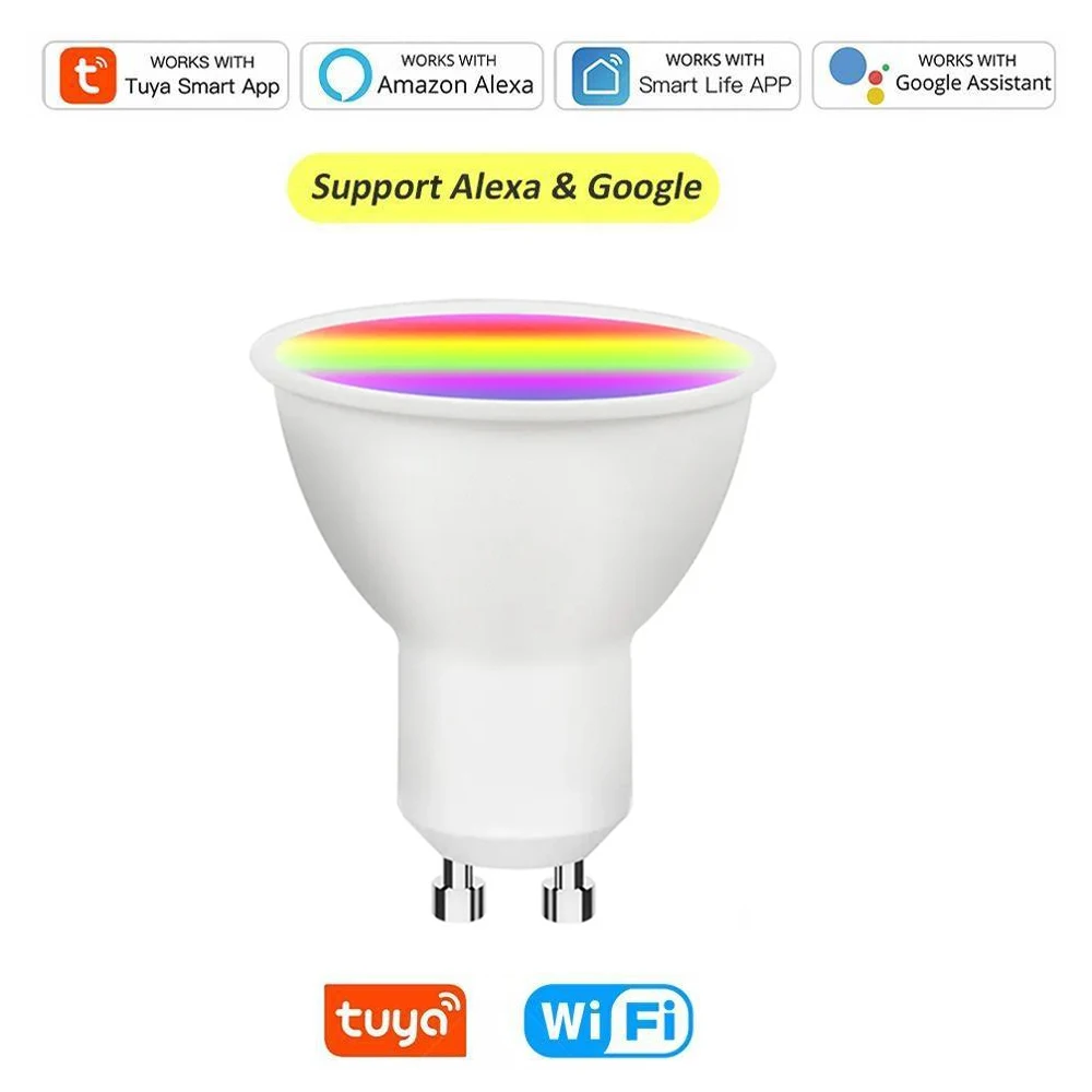 Умная лампа Tuya GU10 с регулируемой яркостью, Wi-Fi или Bluetooth, светодиодные лампы Smart Life App Control, прожектор, работает с Alexa Google
Умная лампа Tuya GU10 с регулируемой яркостью, Wi-Fi или Bluetooth, светодиодные лампы Smart Life App Control, прожектор, работает с Alexa Google