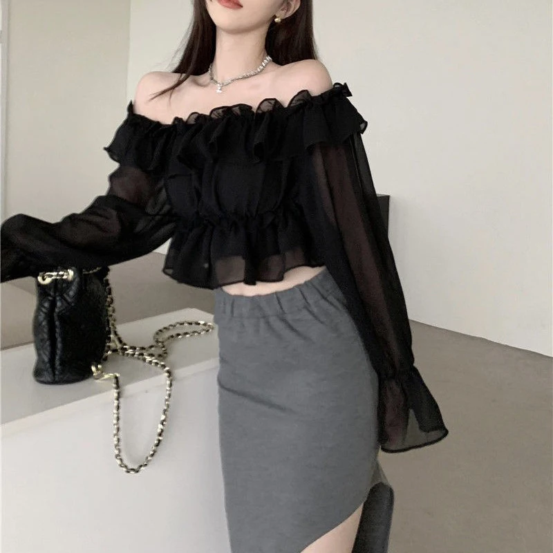 Summer New Women's Clothing Sweet And Spicy One Neck Off Shoulder Sexy Shirt 2025 Fashion Lotus Leaf Side Length Sleeve Top
Summer New Women's Clothing Sweet And Spicy One Neck Off Shoulder Sexy Shirt 2025 Fashion Lotus Leaf Side Length Sleeve Top