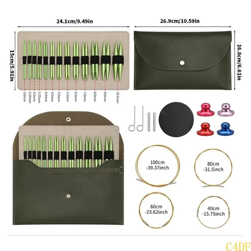 C4DF 13Pairs Interchangeable Circular Knitting Needle Set 3.0mm-10mm for Knitting Sweater Sock Aluminum Knitting Needle Set
C4DF 13Pairs Interchangeable Circular Knitting Needle Set 3.0mm-10mm for Knitting Sweater Sock Aluminum Knitting Needle Set