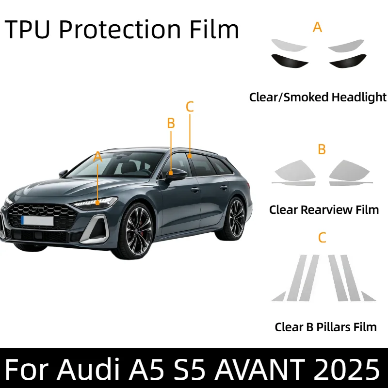 For Audi A5 S5 AVANT 2025 Pre-cut PPF Car Headlight Rearview B Pillars Protective Film TPU Exterior Anti-scratch Accessories
For Audi A5 S5 AVANT 2025 Pre-cut PPF Car Headlight Rearview B Pillars Protective Film TPU Exterior Anti-scratch Accessories