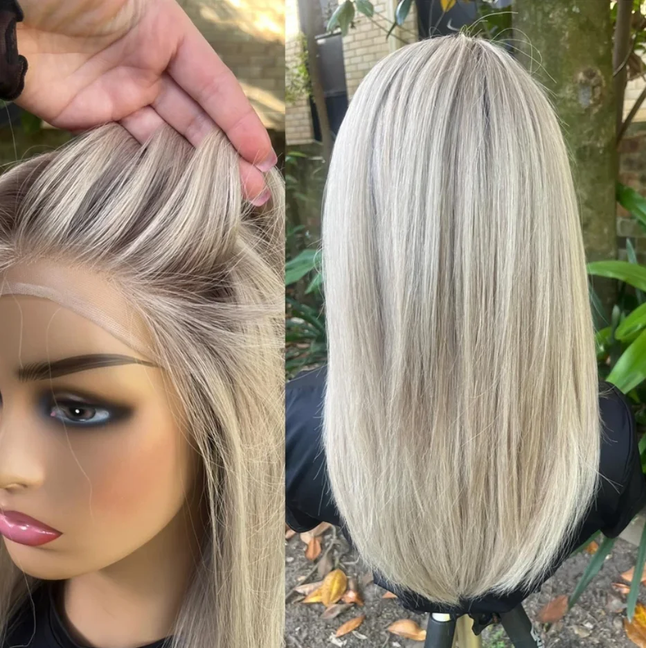 Highlight Ash Blonde Straight Middle Part Synthetic Wig PrePlucked Hairline White Blonde Wig Glueless Transparent Lace Front Wig
Highlight Ash Blonde Straight Middle Part Synthetic Wig PrePlucked Hairline White Blonde Wig Glueless Transparent Lace Front Wig