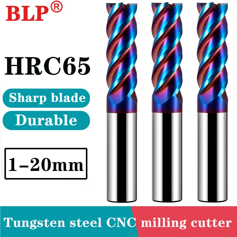 HRC65 4-Flute Blue Nano Coating Flat Bottom Milling Cutter CNC Maching Tungsten Steel Carbide Endmills Tools
HRC65 4-Flute Blue Nano Coating Flat Bottom Milling Cutter CNC Maching Tungsten Steel Carbide Endmills Tools