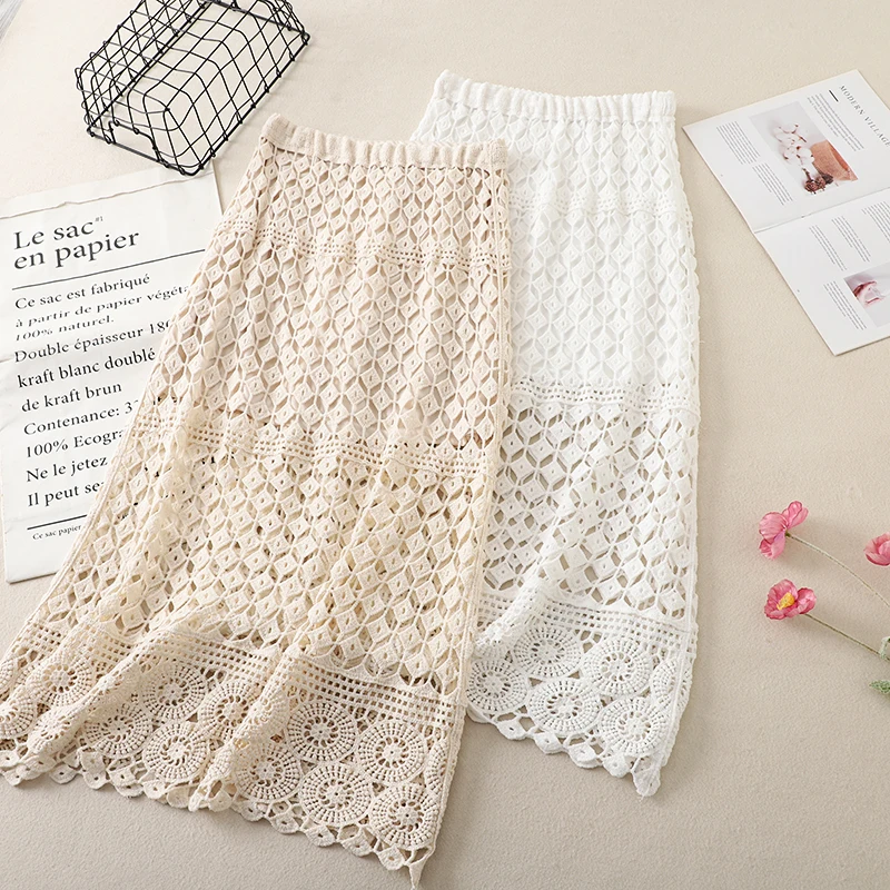 Elegant Light Tawny Lace Hollow Knitted Half Skirt Women Casual Holiday Style Age Reduction Long Skirt High Waist Gored Skirt
Elegant Light Tawny Lace Hollow Knitted Half Skirt Women Casual Holiday Style Age Reduction Long Skirt High Waist Gored Skirt