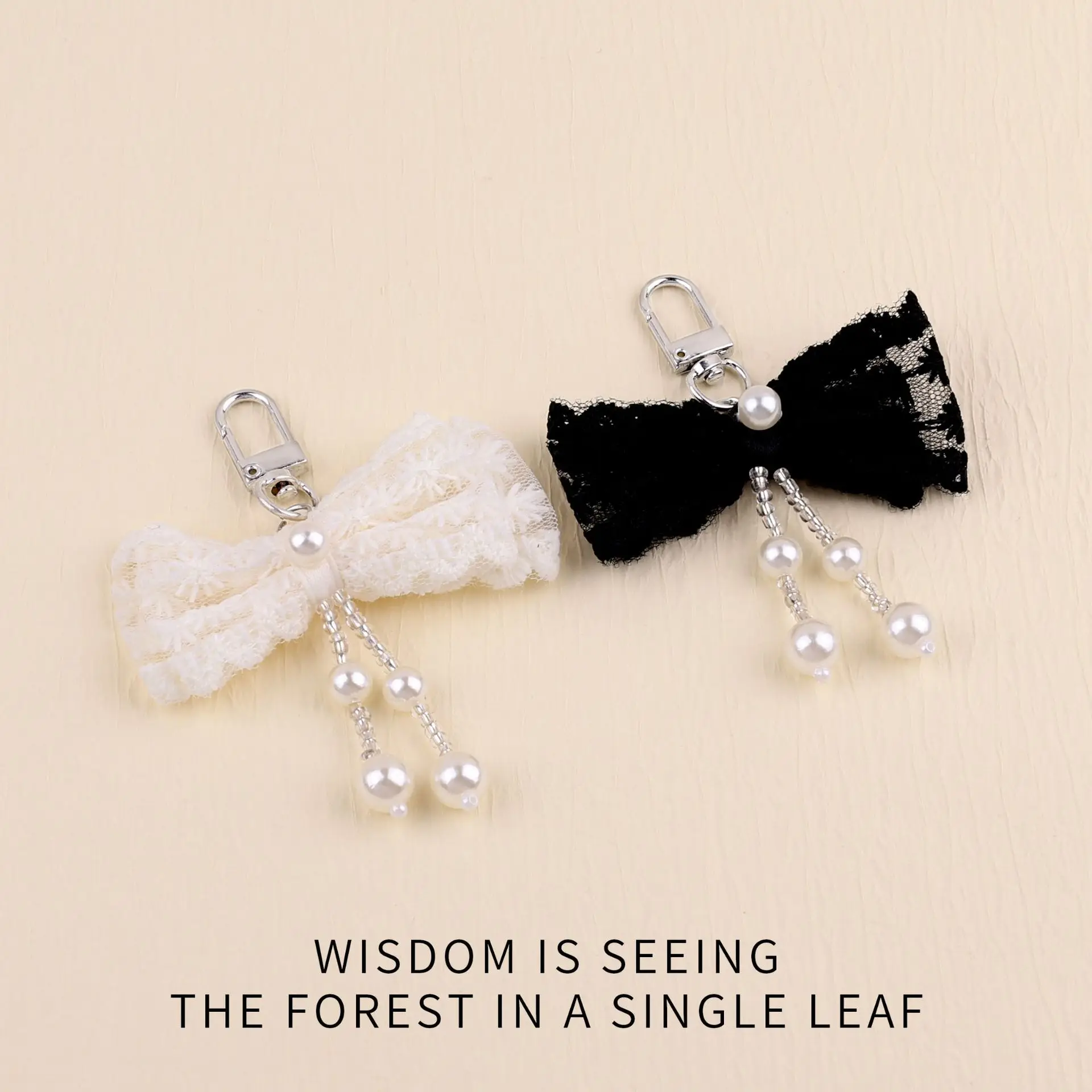 Black and white lace bow keychain pendant bag pendant girl heart decorative chain accessories pearl fringed pendant
Black and white lace bow keychain pendant bag pendant girl heart decorative chain accessories pearl fringed pendant