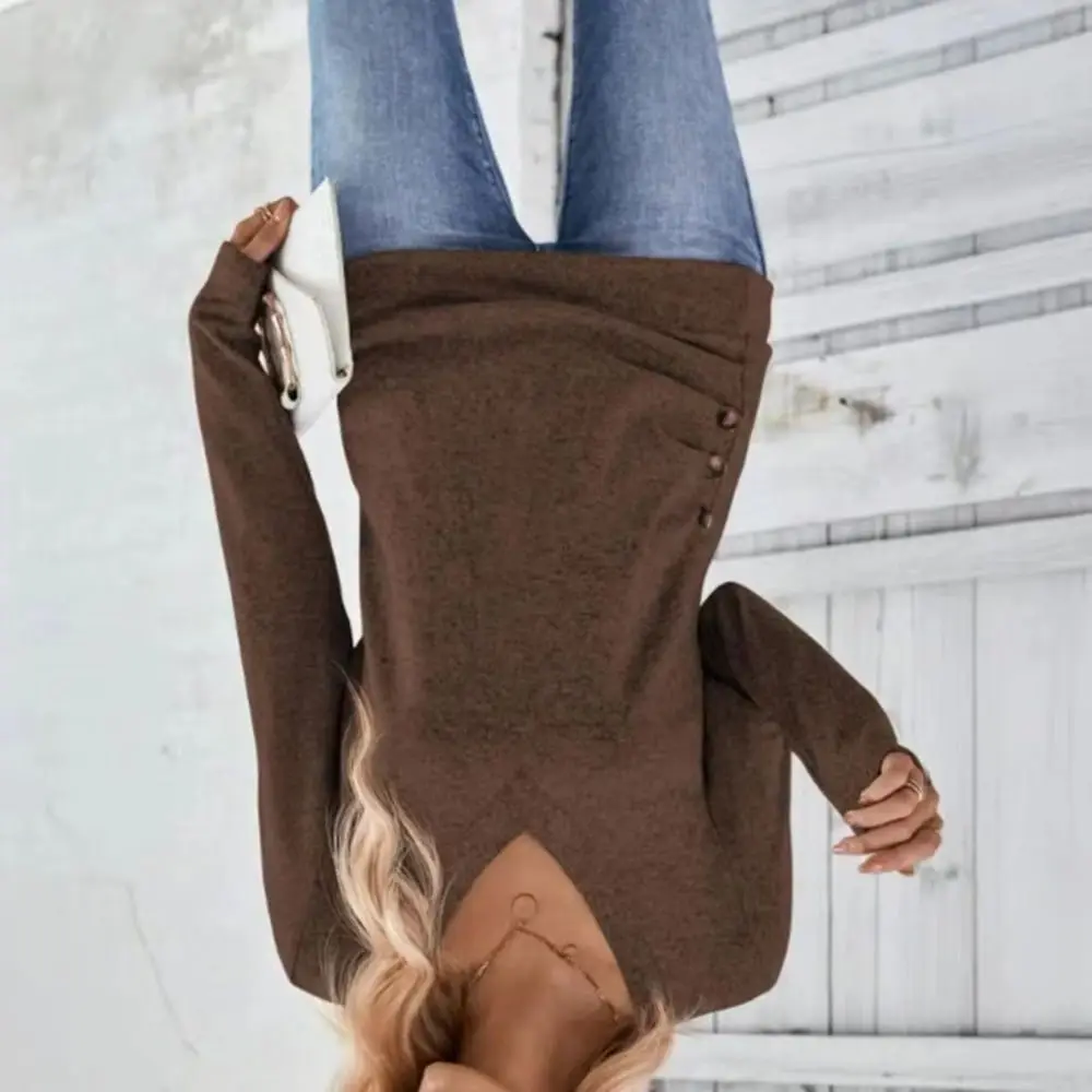 European & American Style Side Button Embellished Top 2025 Women Blouse Top Autumn V-Neck Long Sleeve Button-Up T-Shirt Top
European & American Style Side Button Embellished Top 2025 Women Blouse Top Autumn V-Neck Long Sleeve Button-Up T-Shirt Top