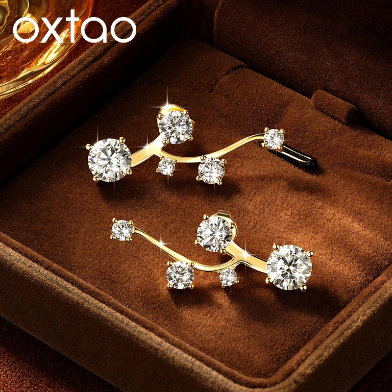 OXTAO Unique Design Moissanite Crawler Earrings 6.5mm Five-Stone Graduated Setting Earrings Women Luxury Jewelry 14K Gold Filled
OXTAO Unique Design Moissanite Crawler Earrings 6.5mm Five-Stone Graduated Setting Earrings Women Luxury Jewelry 14K Gold Filled