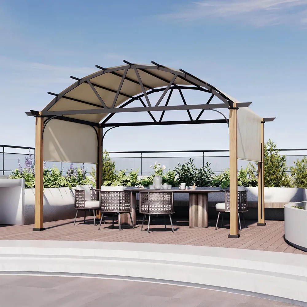 Outdoor Pergola with Sling Retractable Pergolas Canopy, Wood-Like Aluminum Patio Pergola Shade Arched Pergola for Patio, Garden
Outdoor Pergola with Sling Retractable Pergolas Canopy, Wood-Like Aluminum Patio Pergola Shade Arched Pergola for Patio, Garden