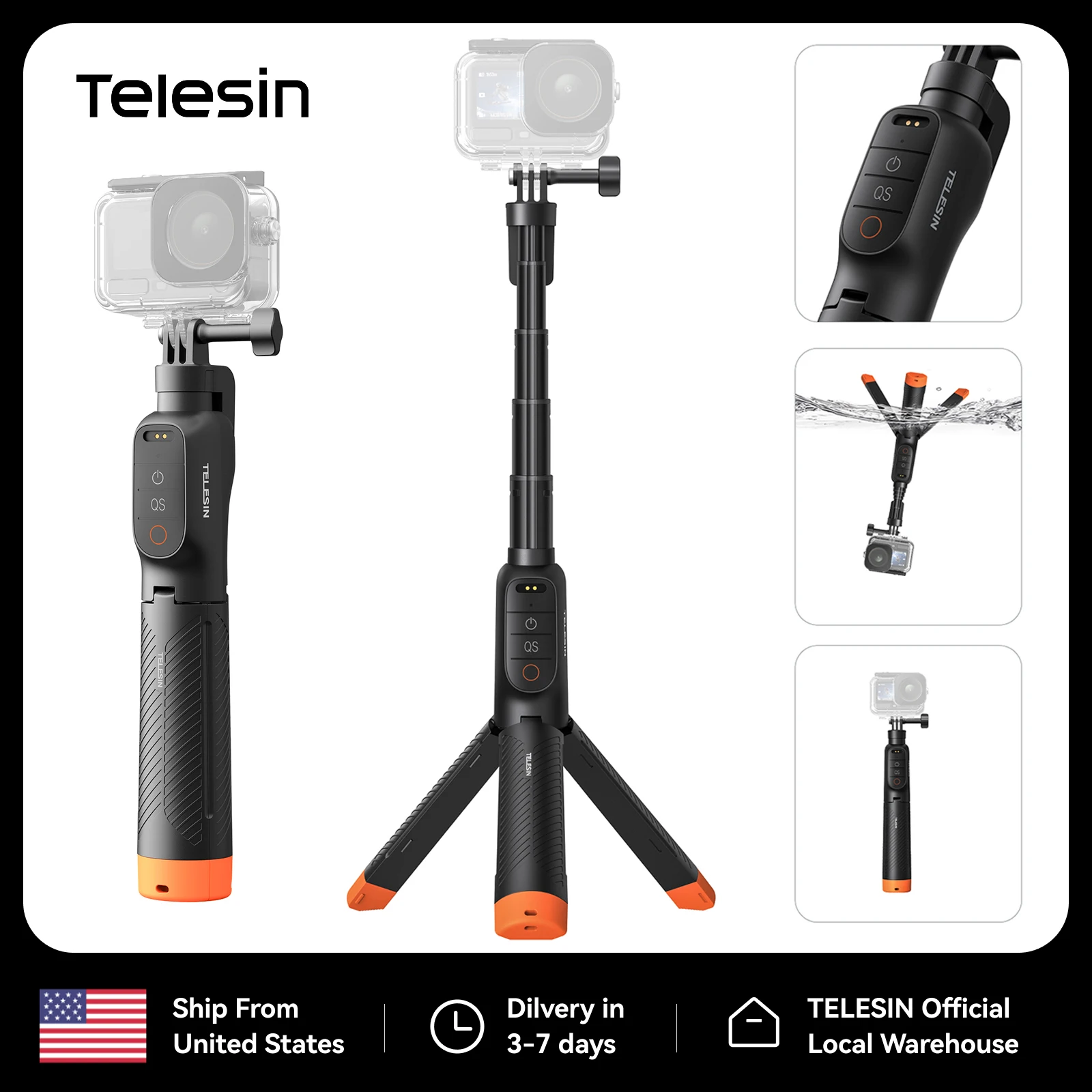 TELESIN Waterproof Bluetooth Floating Selfie Stick Tripod for DJI Osmo Action 6 5 Pro 4 15M Diving Stick 3-in-1 Hand Grip Tripod
TELESIN Waterproof Bluetooth Floating Selfie Stick Tripod for DJI Osmo Action 6 5 Pro 4 15M Diving Stick 3-in-1 Hand Grip Tripod