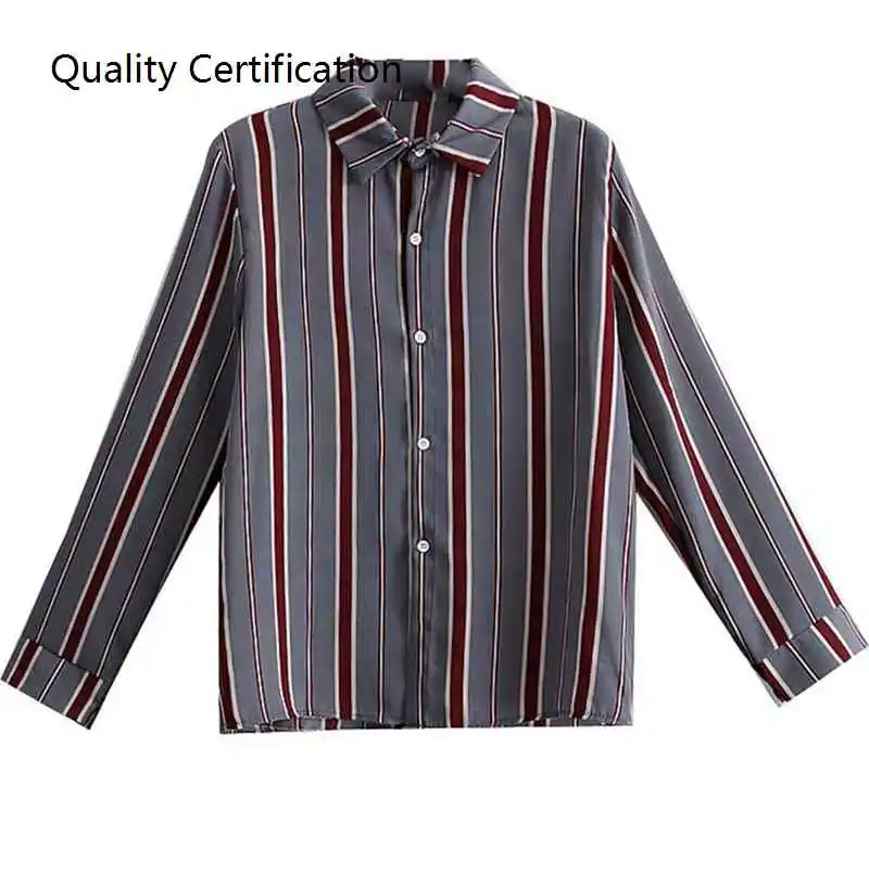 Women's Striped Long Sve irt Jaet Street Sle Collar Button Closure Slim Fit Polyester Spring Summer Faion
Women's Striped Long Sve irt Jaet Street Sle Collar Button Closure Slim Fit Polyester Spring Summer Faion