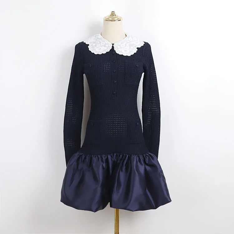 Французское винтажное мини-платье темно-синего цвета из трикотажа для женщин, элегантное, с кружевным воротником «Питер Пэн», подолом-«баллон», модное, 2026, в стиле пэчворк, шикарное, Vestidos
Французское винтажное мини-платье темно-синего цвета из трикотажа для женщин, элегантное, с кружевным воротником «Питер Пэн», подолом-«баллон», модное, 2026, в стиле пэчворк, шикарное, Vestidos