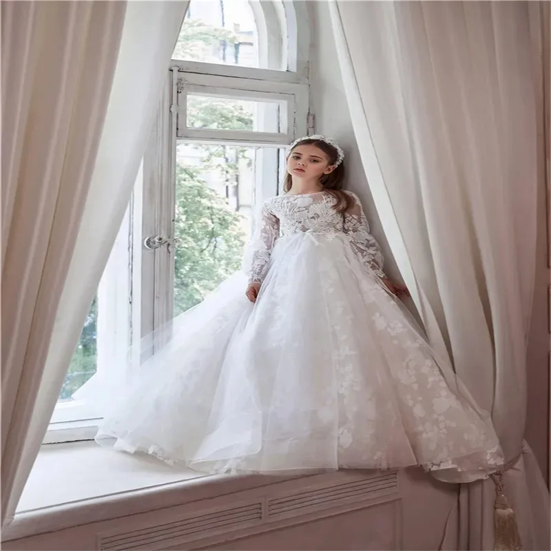 White Flower Girl Dresses for Wedding Lace Appliques Floor Length Girl Kids Birthday Party First Holy Communion Gown Customized
White Flower Girl Dresses for Wedding Lace Appliques Floor Length Girl Kids Birthday Party First Holy Communion Gown Customized