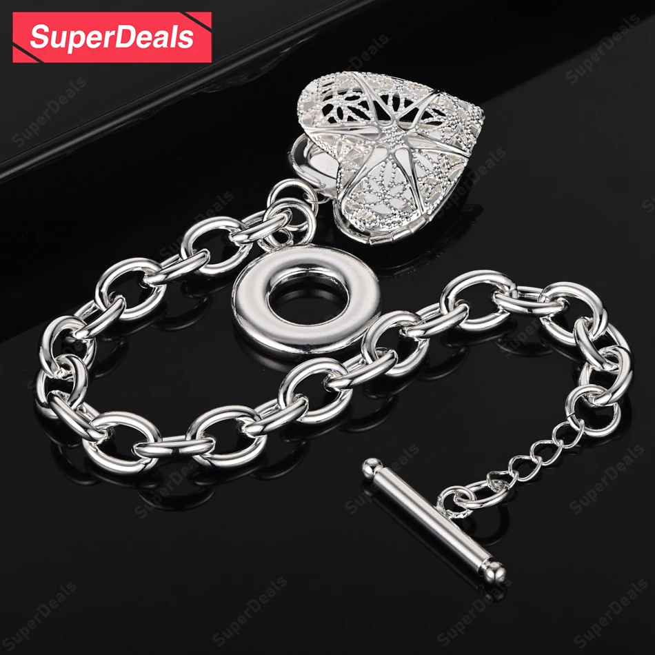 SuperDeals Hollow Heart Chain 925 Sterling Silver Bracelet For Men Women Fashion Party Engagement Wedding Gift Couple Jewelry
SuperDeals Hollow Heart Chain 925 Sterling Silver Bracelet For Men Women Fashion Party Engagement Wedding Gift Couple Jewelry