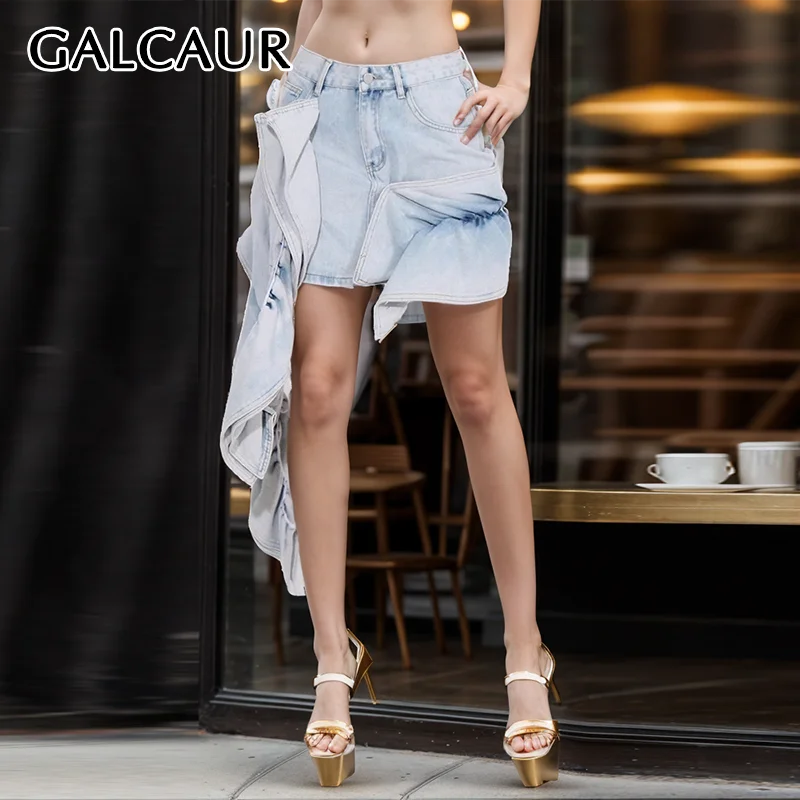 GALCAUR Denim Shirring Skirts For Women High Waist Patchwork Zipper Slimming Bodycon A Line Summer Colorblock Mini Skirt Female
GALCAUR Denim Shirring Skirts For Women High Waist Patchwork Zipper Slimming Bodycon A Line Summer Colorblock Mini Skirt Female