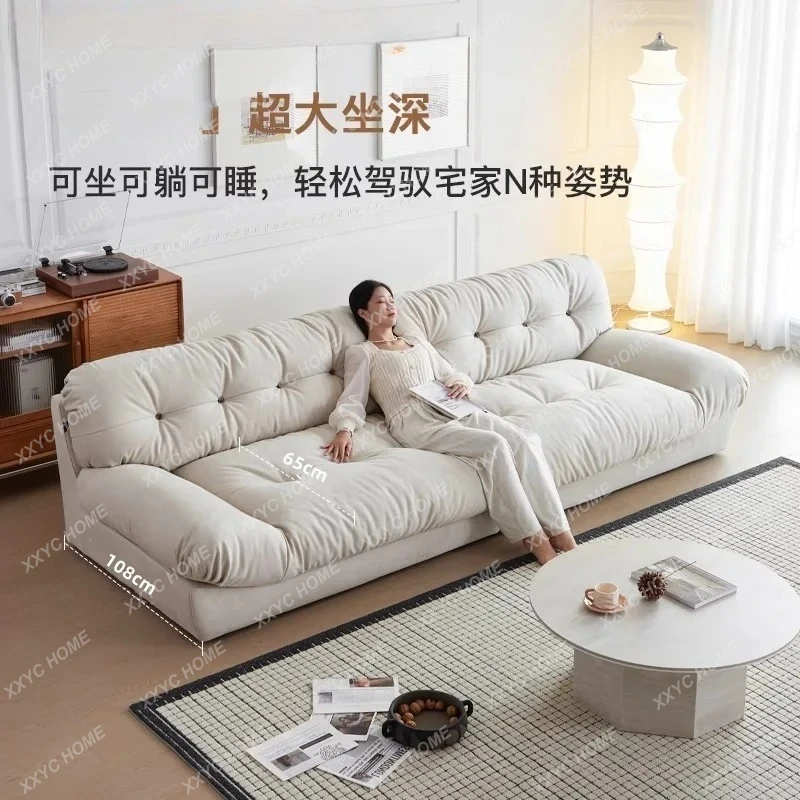 LModern simple cream style living room straight row three or four down fabric cloud sofa
LModern simple cream style living room straight row three or four down fabric cloud sofa