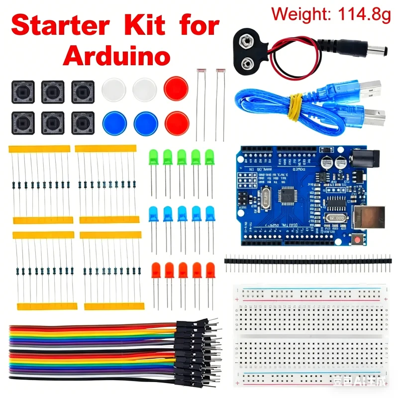 UNO R3 Mini 13 in 1 Starter Kit with Mini Breadboard LED Jumper Wire Complete Electronic DIY Learning Set for Student Beginner H
UNO R3 Mini 13 in 1 Starter Kit with Mini Breadboard LED Jumper Wire Complete Electronic DIY Learning Set for Student Beginner H