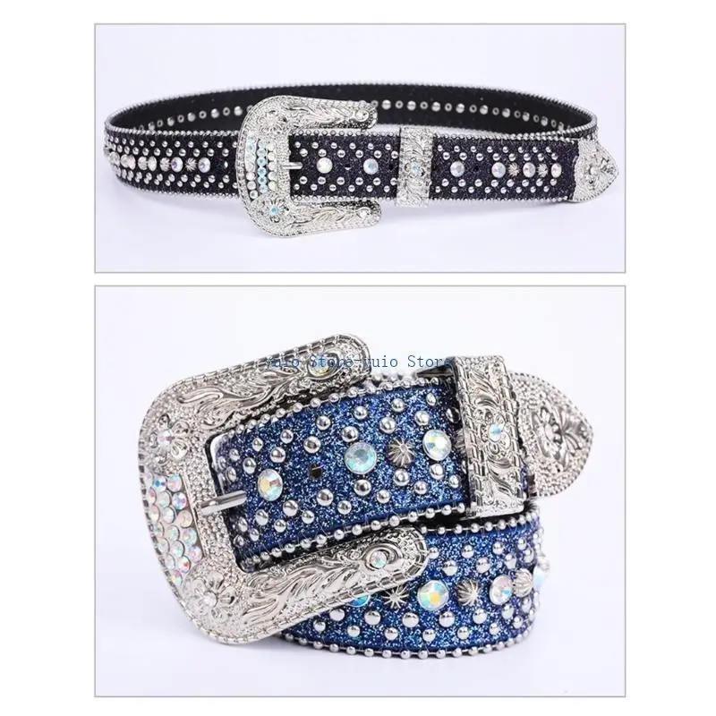 X7XB Rhinestones Belt Western Cowgirl Bling Studded Leather Crystal Diamond Belt for Jeans Men Women Fashion Accessory
X7XB Rhinestones Belt Western Cowgirl Bling Studded Leather Crystal Diamond Belt for Jeans Men Women Fashion Accessory