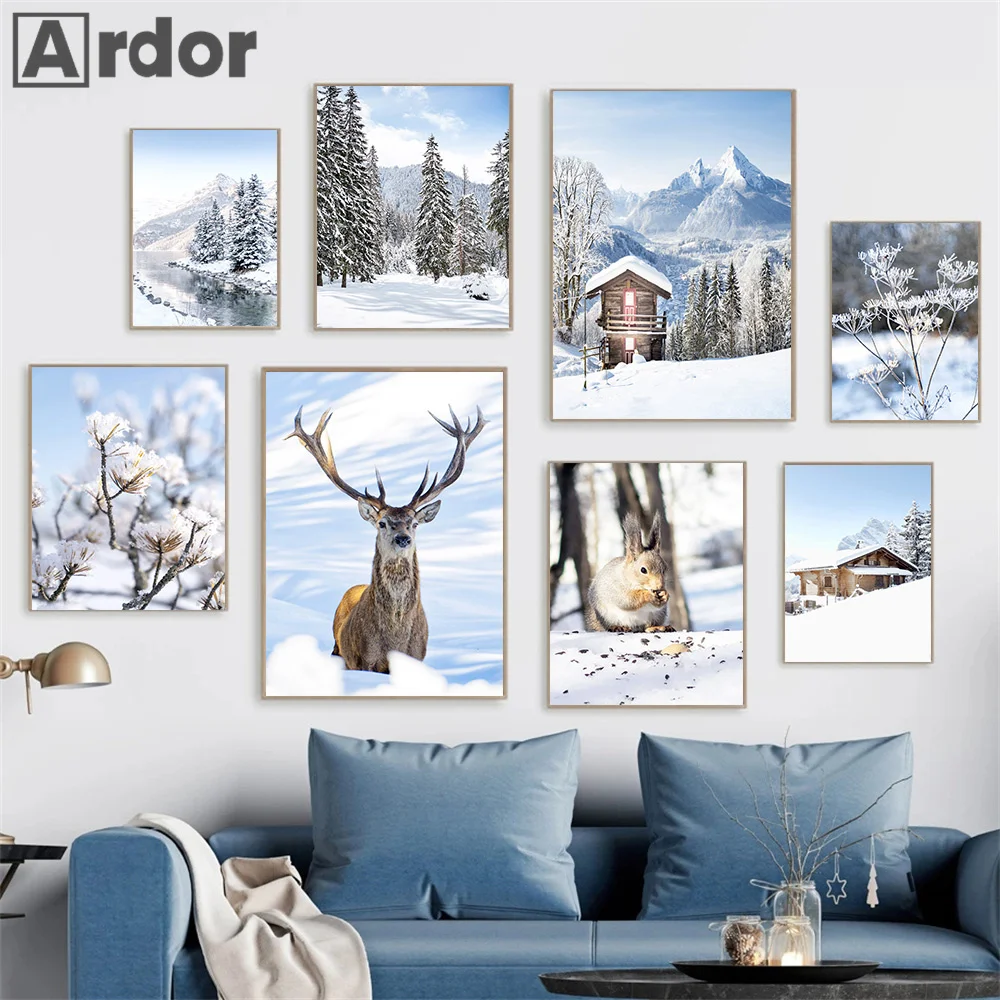 Winter Snow Forest Reindeer Squirrel Cabin Plant Wall Art Canvas Painting Nordic Posters And Prints Pictures Living Room Decor
Winter Snow Forest Reindeer Squirrel Cabin Plant Wall Art Canvas Painting Nordic Posters And Prints Pictures Living Room Decor