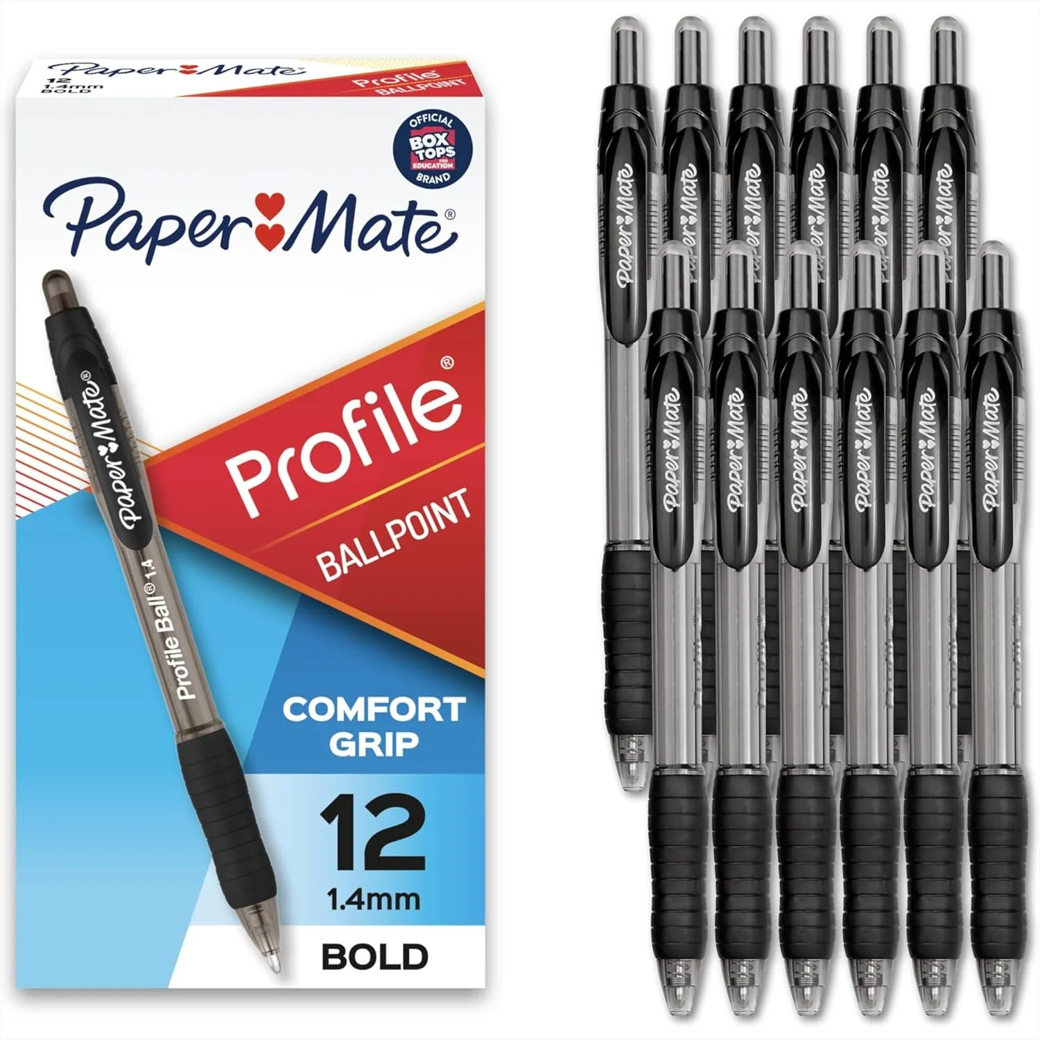 Retractable Ballpoint Pens, Bold Point 1.4mm Black Ink, 12 Count for Writing and Journaling
Retractable Ballpoint Pens, Bold Point 1.4mm Black Ink, 12 Count for Writing and Journaling