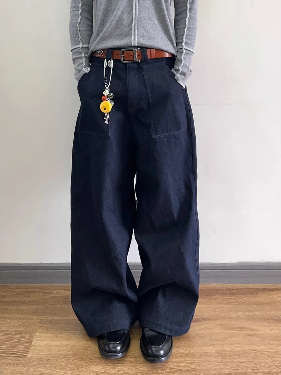 Американские синие джинсы в стиле ретро, мужские прямые широкие брюки, темно-синие оригинальные брюки с крашением, удобные дышащие джинсовые брюки
Американские синие джинсы в стиле ретро, мужские прямые широкие брюки, темно-синие оригинальные брюки с крашением, удобные дышащие джинсовые брюки