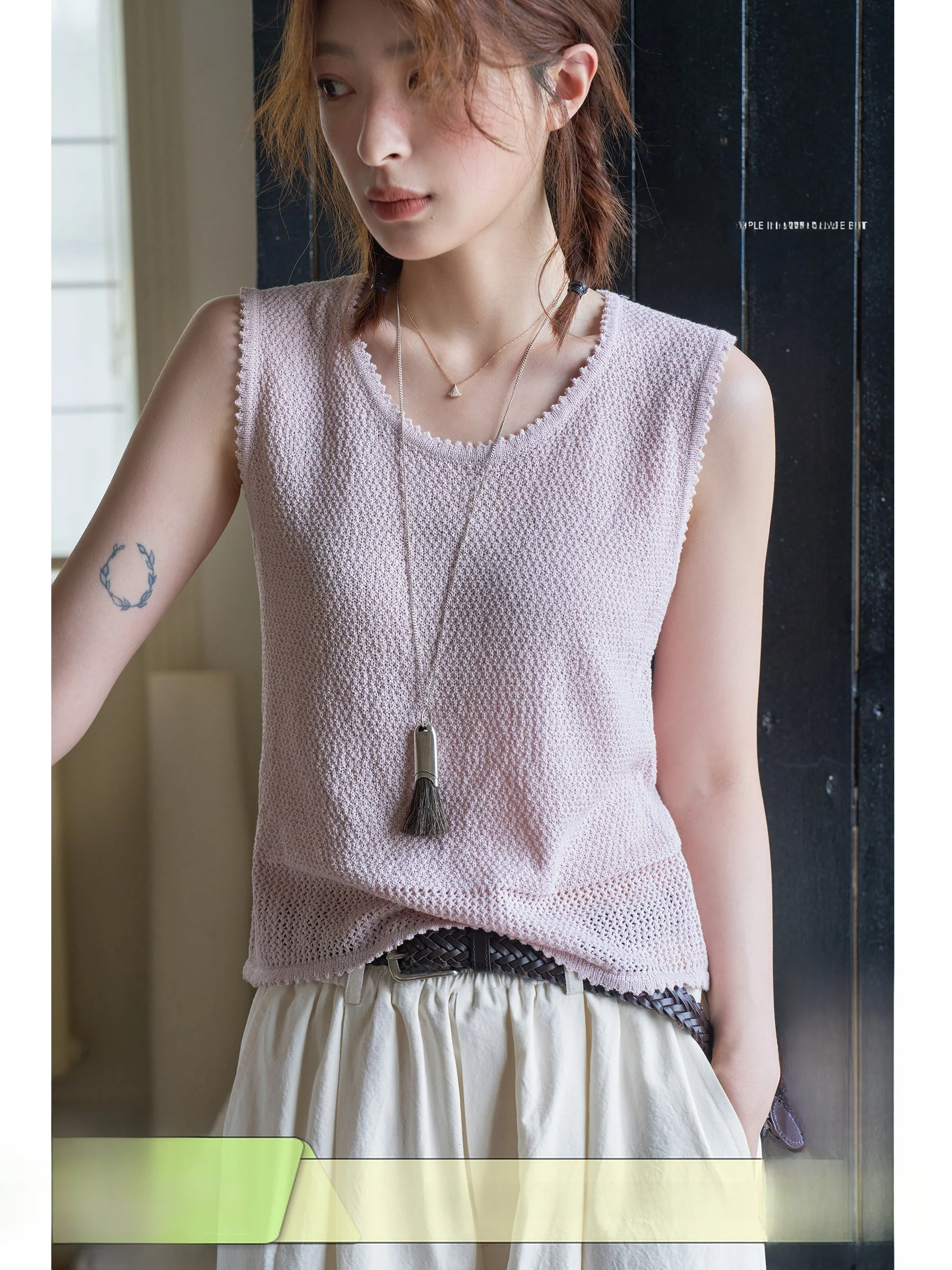 Tasmania Cysanthemum Needle Texture Knitted Vest Hollow out Large U-Ne Lace Trim Cotton Blend Women's Innerwear Top
Tasmania Cysanthemum Needle Texture Knitted Vest Hollow out Large U-Ne Lace Trim Cotton Blend Women's Innerwear Top