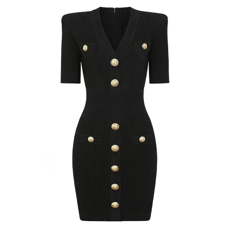 Elegant Short Sleeve V-Neck Knitted Fabric Slimming Dress High Quality Fashionable New Style Women's Clothing Midi Dress
Elegant Short Sleeve V-Neck Knitted Fabric Slimming Dress High Quality Fashionable New Style Women's Clothing Midi Dress