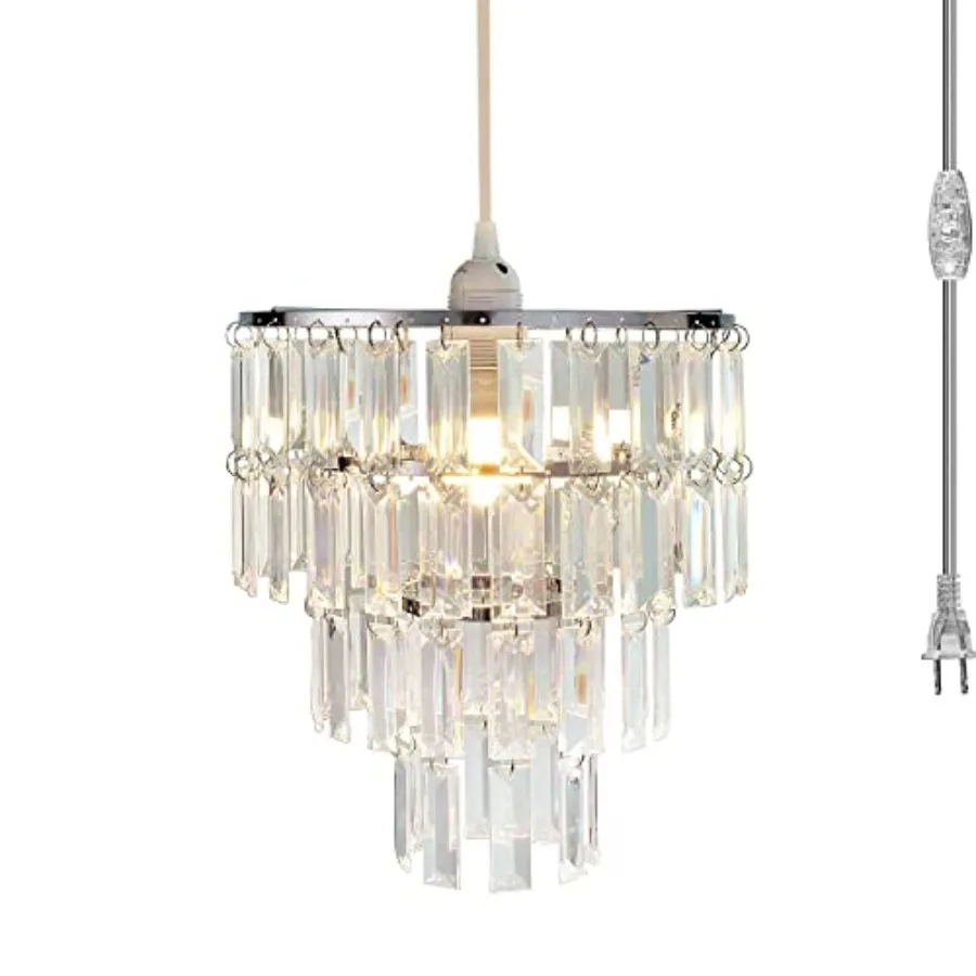 Plug in Modern Chandelier Faux Crystal Fixture PendantW0.25 X H.5 with ON/Off Switch and 6.4ft Clear Hanging Cord for Bedroom D
Plug in Modern Chandelier Faux Crystal Fixture PendantW0.25 X H.5 with ON/Off Switch and 6.4ft Clear Hanging Cord for Bedroom D