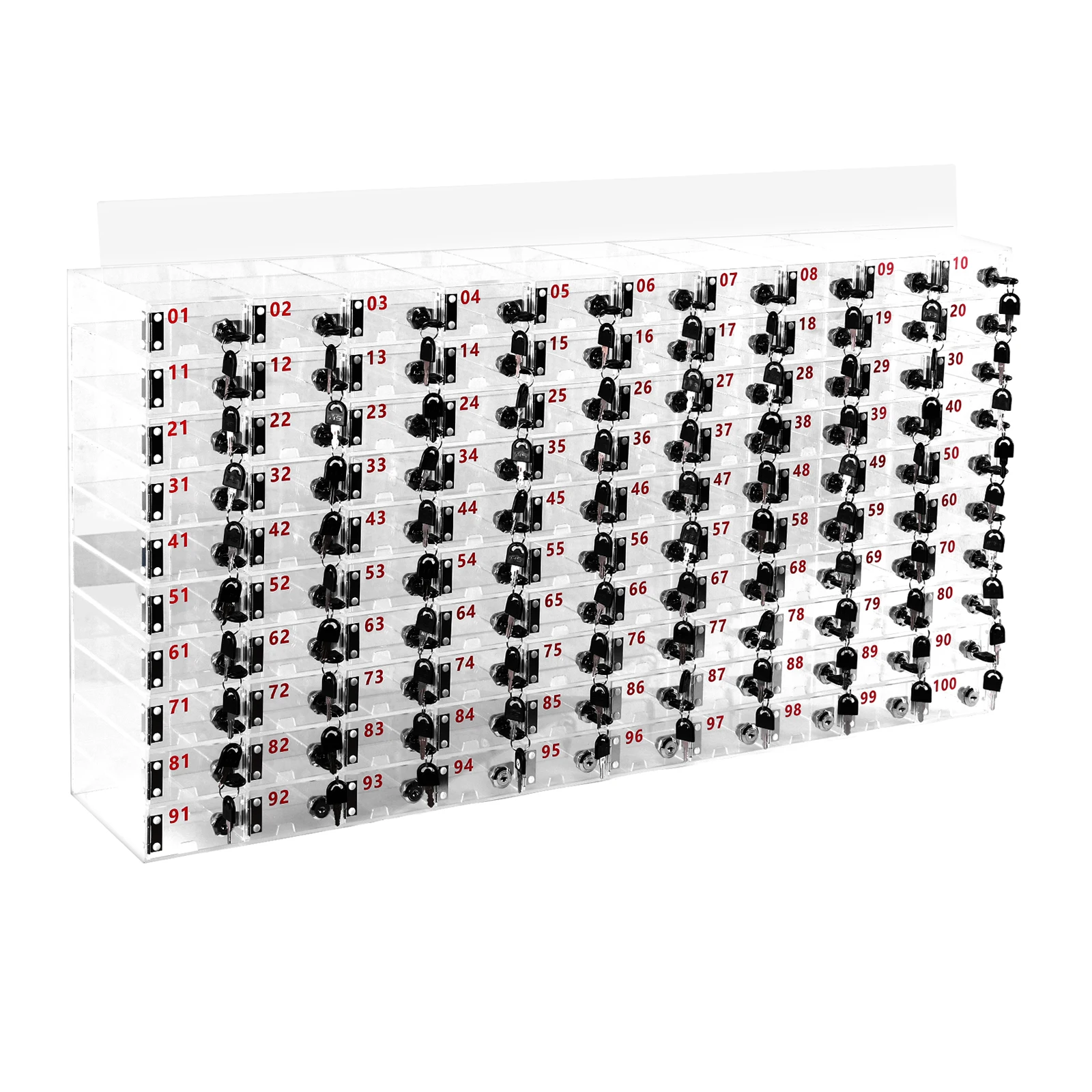 100 Slots Cell Phone Locker Box Clear Acrylic Mobile Phone Safe Deposit Box with Door Locks and Keys for Office Factory
100 Slots Cell Phone Locker Box Clear Acrylic Mobile Phone Safe Deposit Box with Door Locks and Keys for Office Factory